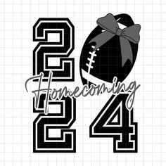 the number twenty nine with a football and bow on it's head is shown