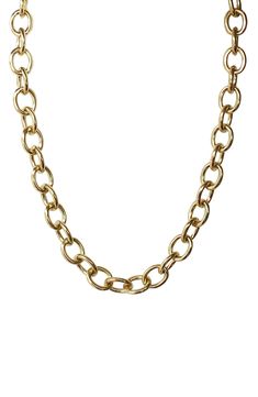 Warm 18-karat-gold plating draws the eye to a layered chain necklace that easily compliments any ensemble. 14" length; 2" extender Lobster clasp closure 18k-gold plate Made in the USA Gold Metal Charm Necklace With Cable Chain, Gold Cable Chain Charm Necklace, Gold Charm Necklace With Oval Link Adjustable Chain, Gold Oval Link Toggle Necklace With Adjustable Chain, Gold Toggle Necklace With Oval Link Cable Chain, Gold Toggle Necklace With Cable Chain, Gold Charm Necklaces With Adjustable Oval Link Chain, Gold-tone Link Chain Necklace, Gold-tone Oval Link Gold-plated Necklace