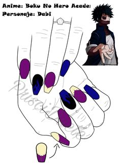 Dabi Nails, My Hero Academia Inspired Nails, Lightning Nails, Nail Designs Easy Diy, Fake Nails Designs, Nail Drawing, Cute Simple Nails