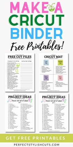 Make a Cricut Binder Free Printables Included Cricut Maker 3 Carrying Case, Cricut Explore Air 2 Cheat Sheets Free, Cricut Binder Ideas, Free Cricut Printables, Cricut Projects Templates, Free Cricut Cheat Sheets, Cricut Group Projects, Cricut Reference Guide, Make With Cricut