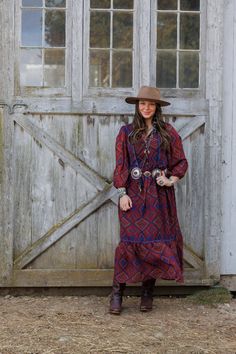 Amherst Dress by Tasha Polizzi. This gorgeous red patterned dress is a classic and timeless western style piece you will enjoy for many years to come. Wear with your favorite cowboy boots and hat to complete the look. Color: Red Fabric: Red Printed Polyester Chiffon Western Outfit Dress, Western Christmas Outfits, Western Style Dresses, Tasha Polizzi, Cowgirl Dresses, Western Apparel, Fabric Red, Patterned Dress, Red Pattern