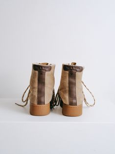 Flatform lace-up with double-faced shearling/suede upper. Rating: 10/10 - NWOT Rag & Bone, Cow Leather, Leather Boots, Bones, Camel, Cow, Lace Up, Boots, Lace