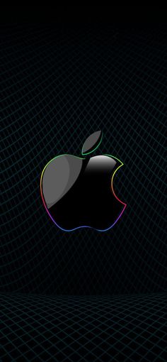 an apple logo is shown on a dark background with lines in the shape of squares