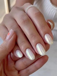 White Chrome Nails, Colorful Nails, Pearl Nails, Round Nails, Bride Nails, Dipped Nails, Prom Nails