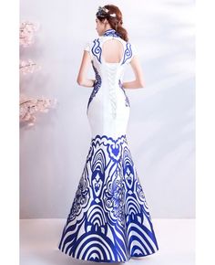 Buy Unique Cheongsam Dragon Totem Tight Mermaid Party Dress With Cap Sleeves at wholesale price online. Free shipping and pro custom service since 2009. Mermaid Party Dress, Dragon Totem, Dress With Cap Sleeves, Mermaid Parties, Wedding Store, Wedding Rentals, Wedding Boutique, Mermaid Party, Cheongsam