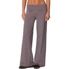 Find EDIKTED Lilah Stripe Foldover Wide Leg Pants on Editorialist. Allover stripes enliven these soft, stretchy pants designed with a folded waistband and easy wide legs. Elastic waist 45% cotton, 45% polyester, 10% spandex Machine wash, dry flat Imported Striped Stretch Wide Leg Bottoms, Striped Stretch Wide Leg Pants, Striped Wide Leg Stretch Pants, Trendy Striped Wide-leg Pants, Casual Wide Leg Bottoms With Striped Hem, Casual Stretch Bottoms With Striped Hem, Striped Stretch Wide-leg Pants, Wide Leg Cotton Pants With Contrast Stripes, Casual Striped Wide Leg Loungewear Pants