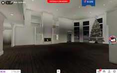 a virtual view of a living room with a christmas tree