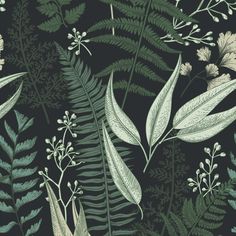 Forest Green Wallpaper Wallpaper Bed, Mountain Decal, Seamless Floral Pattern, Jungle Wallpaper, Welcome To The Jungle, Botanical Wallpaper, Leaf Wallpaper, Fabric Wall