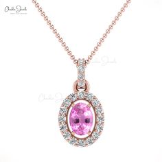 #etsy shop: Natural Pink Sapphire Halo Pendant #jewellery #fashion #gemstone #pendant #sapphire Pink Sapphire Jewelry, Real Gold Necklace, Pink Sapphire Pendant, September Birthstone Jewelry, Gold Pendant Jewelry, Halo Pendant, Sapphire Pendant, Sapphire Stone, Unique Pendant