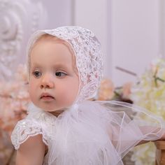 Baby Girl Christening Dress - Exclusive Lace -Light Ivory Color - Custom Made - Fully Lined - You May Order Matching Bonnet, Booties, Bib, Blanket - We may Personalize Booties , Bib , Blanket with Name and Date Baptism Gown Boy, Baby Blessing Dress, Lace Baby Bonnet, Christening Dress Baby Girl, Christening Dresses, Dress For Baby Girl, Lace Hat, Boy Baptism Outfit, Blessing Dress