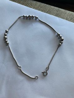 "Excellent Condition. Measures 10\" long" Silver Metal Beaded Anklets, Elegant Beaded Metal Anklet, Silver Beaded Bracelets, Silver Bead Bracelet, Ankle Bracelets, Beaded Chain, Jewelry Bracelets, Bracelet, Beauty Book