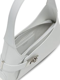 Ferragamo Medium Hobo Leather Shoulder Bag - Farfetch White Shoulder Bag With Palladium Hardware For Formal Occasions, White Business Bags With Branded Hardware, Designer White Shoulder Bag For Business, Business White Shoulder Bag, White Calf Leather Shoulder Bag With Soft Leather, White Soft Leather Shoulder Bag For Business, White Business Bags With Silver-tone Hardware, Formal White Calf Leather Shoulder Bag, Formal White Leather Shoulder Bag