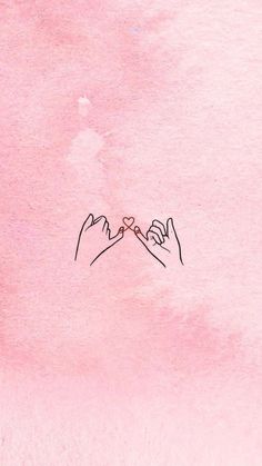 two hands touching each other over a pink background with the word love written on it