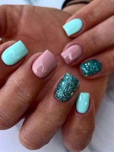 Multicolor  Collar    Color Nails Embellished   Nail,Hand & Foot Care Hairstylist Nails Ideas, Dip Nails, Colorful Nails, Painted Nails, Dipped Nails, Nails Toes