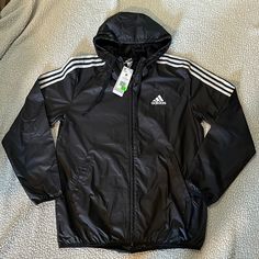 Adidas - M 3s Woven Windbreaker - Brand New Adidas Shirt Mens, Vintage Windbreaker Jacket, Estilo Swag, Adidas Pullover, Adidas Three Stripes, Windbreaker Jacket Mens, Adidas Zip Up, Adidas Windbreaker, Adidas Track Jacket