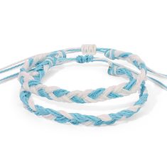 Hand woven bracelets in your favorite team colors! Sea, sun, snow, sweat and shower safe. Adjustable, one size fits most. Guys wear 'em, too White Braided Beaded Bracelets As Gift, Adjustable Blue Friendship Bracelets For Vacation, Casual White Adjustable Braided Bracelets, White Braided Casual Jewelry, White Braided Jewelry For Beach, White Braided Jewelry For The Beach, Casual Adjustable White Braided Bracelet, Casual White Braided Jewelry, Trendy Blue Braided Bracelets For Vacation