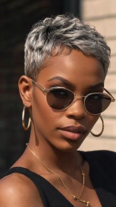 💄 Radiant short pixie haircuts for black women 50 short pixie haircuts for black women 50 Excell... 2025 Hairstyles, Pixie Haircuts For Black Women, Short Quick Weave Hairstyles, Grey Hair Don't Care, Chestnut Hair, Shaved Side Hairstyles, Haircuts For Black Women, Chestnut Hair Color, Gorgeous Gray Hair