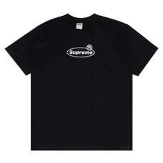 Supreme Warning Tee Shirt Black Fw22 Size L Classic Black Tops With Logo Print, Classic Logo Print Shirt For Streetwear, Classic Logo Print Streetwear Shirt, Black Sporty Shirt With Logo Print, Sporty Black Shirt With Logo Print, Black Logo Top With Short Sleeves, Black Short Sleeve Tops With Logo, Black Graphic Tee With Logo, Classic Black Top With Graphic Print