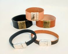 Naturally beautiful top grain leather bracelet with classy hammered magnetic clasp. Easy to wear when you are dressing up or relax. Handmade and unique. Elegant Rectangular Leather Bracelet For Everyday, Magnetic Leather Bracelet As Gift, Elegant Rectangular Leather Bracelet, Leather Magnetic Bracelets As Gift, Adjustable Leather Bracelet With Magnetic Closure, Magnetic Leather Bracelets As Gift, Modern Leather Bracelet With Magnetic Closure, Leather Bracelets Women, Dec 7