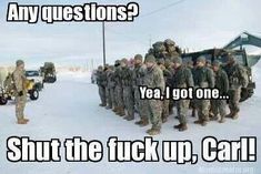 a group of soldiers standing next to each other in the snow with words written on them