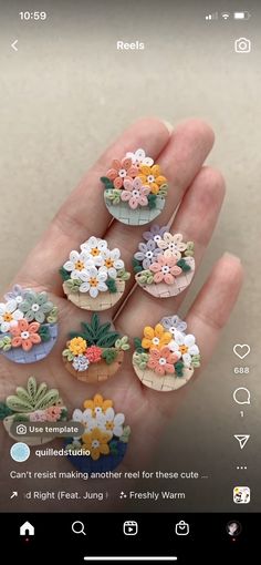 a person is holding some miniature flowers in their hand on the app store's iphone