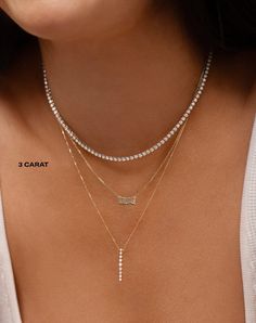 Luxe Diamond Tennis Necklace Normal Body Temperature, Necklace Length Guide, Bracelet Size Chart, Diamond Tennis Necklace, Kids Bracelets, Tennis Necklace, Station Necklace, All That Glitters, 3 Carat