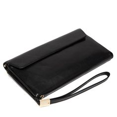 Premium Quality and Chic Long Genuine Leather Wallet for Men with Flap Closure Classic Clutch With Card Slots, Elegant Business Clutch With Coin Pocket, Classic Soft Leather Wallet For Formal Occasions, Elegant Leather Envelope Wallet, Elegant Envelope Leather Wallets, Classic Formal Wallets In Soft Leather, Sleek Leather Clutch For Business, Elegant Soft Leather Rectangular Wallets, Elegant Bifold Clutch For Business