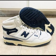 Aime Leon Dore X New Balance 650r Sz 8.5 White Navy Bb650rd1 Ald Used 2x Only No Original Box Extra Laces Included Aime Leon Dore New Balance, New Balance 650, Leon Dore, New Balance Blue, Aime Leon Dore, New Balance Shoes, Blue Cream, Mens Shoes Sneakers, Cute Shoes