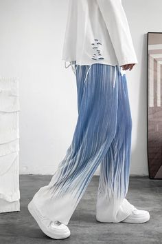 Loose Tie Dye Pleated Men Pants – Nada Outfit Land Oversize Pants, Colors Gradient, Vintage Place, Style Wide Leg Pants, Faded Colors, Oversized Pants, Pants Streetwear, Y2k Pants, Casual Tie