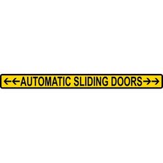 an automatic sliding doors sign with arrows pointing to the left and right side, on a white background