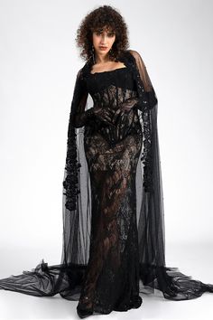 Step into a world of timeless elegance and enchantment with our Tube Lace Maxi Dress adorned with Gloves and Veil, a vision of bridal perfection that will leave you breathless. This exquisite ensemble is a celebration of romance, sophistication, and ethereal beauty. Crafted from the finest lace, the tube-style bodice of this dress hugs the figure with grace and allure, accentuating every curve with a delicate touch. The maxi length elongates the silhouette, creating a captivating aura of regal charm. Accompanied by matching lace gloves and a veil, this ensemble exudes a sense of old-world glamour and romance. The gloves add a touch of vintage flair, while the veil drapes delicately over the shoulders, casting a soft, ethereal veil over the bride. The intricate lace detailing adds a sense o Dark Ethereal Outfit, Ethereal Veil, Dress With Gloves, Venus Fashion, Fancy Fits, Black Wardrobe, Preppy Style Summer, Lace Gloves, Corset Lace