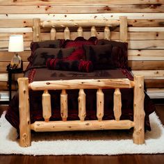 Cabin Place | Rustic Furniture, Decor, Lighting, & More Log Headboard, Log Cabin Bed, Cabin Bed Frame, Alaska Garden, Log Bed Frame, Log Bedroom, Cabin Homes Interior, Lodge Bedroom