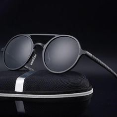 Theo Sunglasses-baagr.myshopify.com-Sunglasses-BOJONI Tech Watches, Round Sunglasses Vintage, Sunglasses Polarized, Vintage Eyewear, Retro Sunglasses, Black Case, Grey Lenses, Eyewear Accessories, Mens Glasses