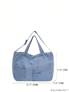 BagForLove - Denim Shopper Bag: Spacious Pocket Front Design for Optimal Capacity Product Description Color Blue Bag Size Large Pattern Type Plain Type Shoulder Tote Bag Material Polyester Composition 100% Polyester Size Chart INCH CM Bag Length Bag Width Bag Height Handle Height Strap Length 15.7 inch 3.9 inch 11.8 inch 7.1 inch 43.3 inch Bag Length Bag Width Bag Height Handle Height Strap Length 40 cm 10 cm 30 cm 18 cm 110 cm Details Pictures Similar Products h2 { text-align: center; } /* æ¢è¡ */ li{ white-space: normal; word-break: break-all; word-wrap: break-word; } .red-box { width: 100%; display: flex; flex-direction: row; flex-wrap: wrap; justify-content: center; } .red-box > div { width: 190px; height: 250px; margin: 10px; } .red-box > div > a > img { width: 190px; height: 250px; Denim Handbags, Word Wrap, Shoulder Tote Bag, Shopper Bag, Shoulder Tote, Front Design, Blue Bags, Color Blue, Blue Color