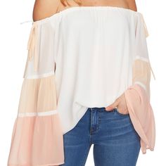 A True Statement Piece Can Be Worn Off The Shoulder Or Up With The Ties Long Sleeve Halter Top, Puff Long Sleeve Top, Ruffle Top Blouses, Black Ruffle Top, Shades Of Peach, Flowy Sleeves, Puff Long Sleeves, White Halter Maxi Dress, Waffle Knit Top