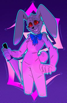 a drawing of a cartoon bunny holding a cell phone in one hand and looking at the camera