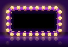 an image of a neon light frame with balls on the edges and lights around it