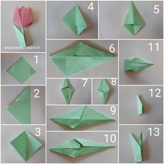 step by step instructions on how to make an origami bird with paper flowers