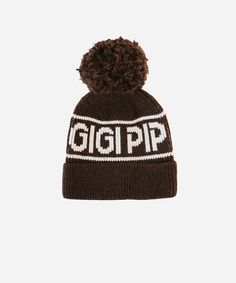 Gigi Pip beanies for women - Jane Retro Pom Beanie - retro inspired pom beanie featuring a limited edition Gigi Pip retro holiday logo [dark brown] Retro Winter Beanie, Retro Winter Beanie Hat, Sporty Winter Hats For Outdoor Activities, Retro Winter Hat, Sporty Winter Hats With Adjustable Fit, Sporty Adjustable Winter Hats, Sporty Winter Beanie Hat, Winter Resort, Plush Yarn