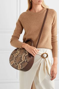 TL-180 | Le Panier snake-effect leather tote | NET-A-PORTER.COM Balenciaga Earrings, Bucket Bags, Canvas Handbags, Fashion Consultant, Mini Bags, Vegetable Tanned Leather, Net A Porter, Leather Tote, Mini Bag