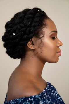 Natural Hair Brides, Black Bridal Hair, Updo Cabello Natural, Natural Updo, Twisted Hair, Bridal Hair Inspiration