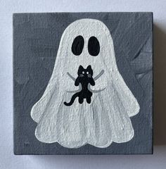 a painting of a ghost with a cat on it