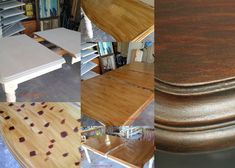 several pictures of different types of furniture and woodworking materials in various stages of being sanded