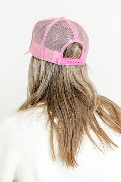 -Fun embroidered lettering " In My Mom Era " -Seamless foam front panel with breathable mesh backing -Adjustable snap closure In My Mom Era, Mom Era, My Mom, Snap Closure, Trucker Hat, Mesh, Hats, Pink