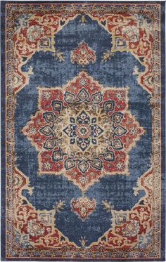 Dark Blue 5' x 8' Eden Rug | Rugs.com Traditional Rug Blue, Persian Inspired Rugs, Red Persian Rug With Blue Sofa, Persian Rugs Liveing Rooms, Persian Rug Lounge, Navy Living Room With Rug, Traditional Area Rugs Blue, Vintage Turkish Rug Kitchen, Traditional Rugs Dining Room