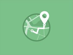 a map with a pin on it in the middle of a green background and an image of a person holding a pair of scissors