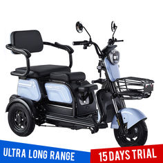 an electric scooter is shown with the words ultra long range 15 days trial