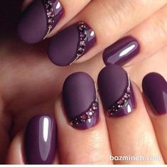 Purple Nail, Hot Nails, Elegant Nails, Floral Nails, Creative Nails, Nail Polishes, Purple Nails