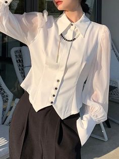 2 In 1 Shirt, Disainer Blouse, Fun Blouses, Long Tops For Women, Shirt With Long Sleeve, Fancy Shirt, Shirts Women Fashion, Blouse Long Sleeve, Different Shirt Styles