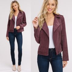 - Corduroy Moto Jacket - Soft Corduroy Fabric - Zipper Front - Model Is 5' 8" 33-24-35 And Wearing A Size Small * Fabric 100% Cotton Preppy Prom, Trendy Business Casual, Moto Biker Jacket, Business Formal Dress, Long Coat Jacket, Chic Blazer, Boho Bridesmaid, Formal Dresses Gowns, Flannel Jacket